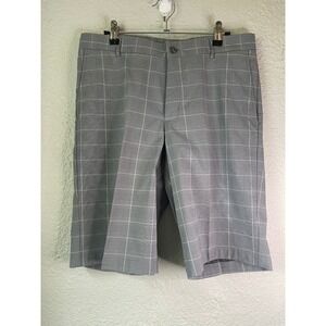 Slazenger‎ Golf Shorts Plaid Stretch Flat Front Gray Mens Size 32